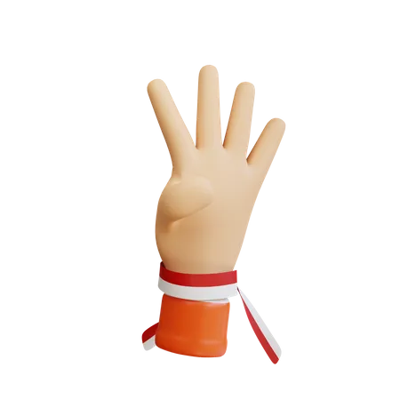 Gesto de la mano con cuatro dedos  3D Icon