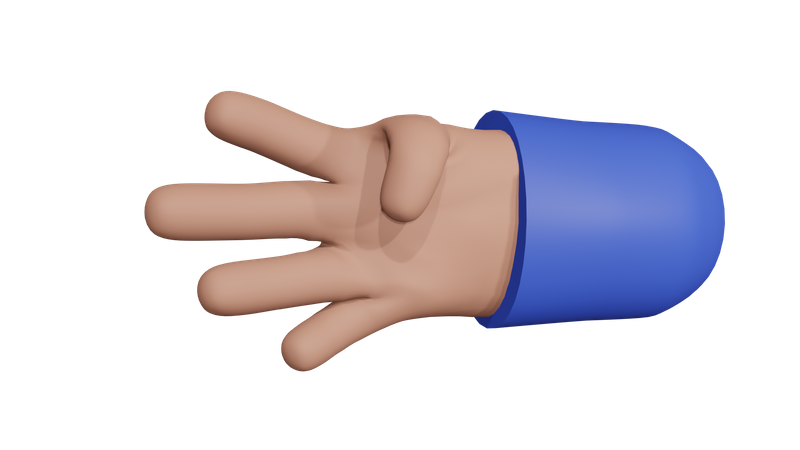 Gesto de la mano con cuatro dedos  3D Icon