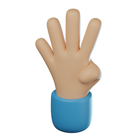 Gesto de la mano con cuatro dedos  3D Icon