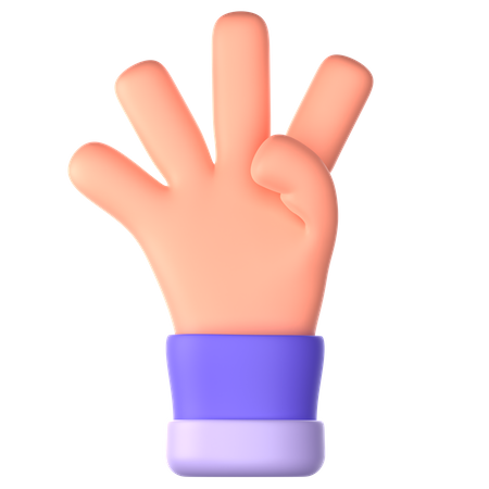 Gesto de la mano con cuatro dedos  3D Icon