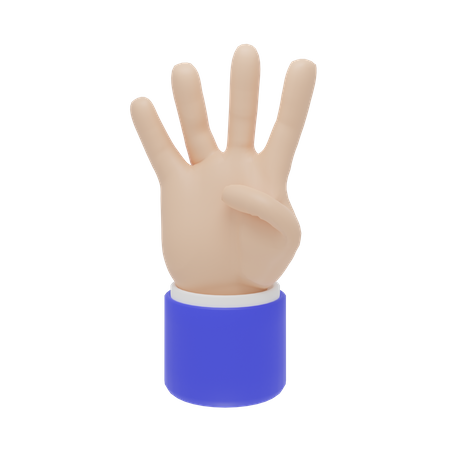 Gesto de la mano con cuatro dedos  3D Icon