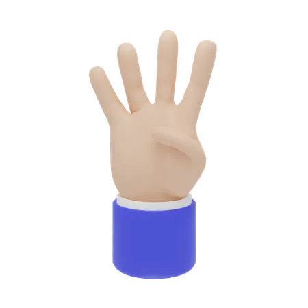 Gesto de la mano con cuatro dedos  3D Icon