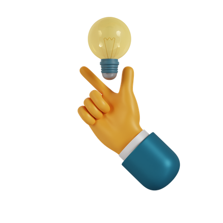 Lámpara sosteniendo gesto de la mano  3D Illustration
