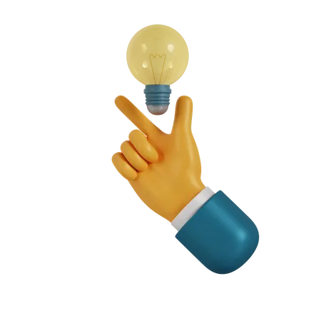 Lámpara sosteniendo gesto de la mano  3D Illustration