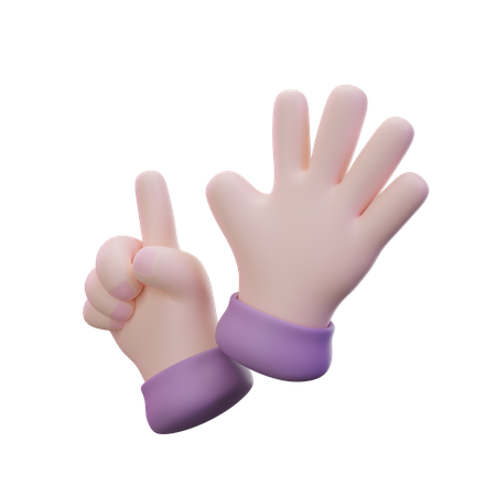 Gesto de la mano con seis dedos  3D Icon