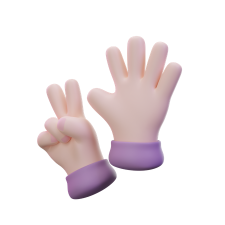 Gesto de la mano con siete dedos  3D Icon