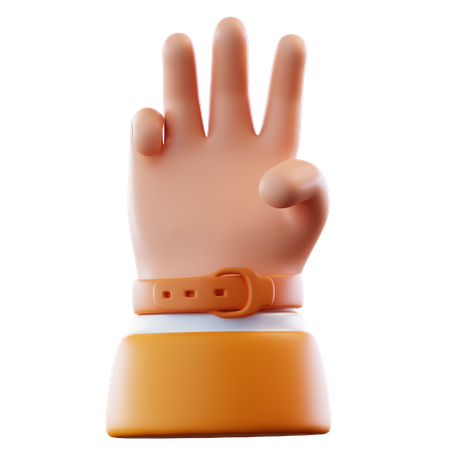 Gesto de la mano con tres dedos  3D Icon