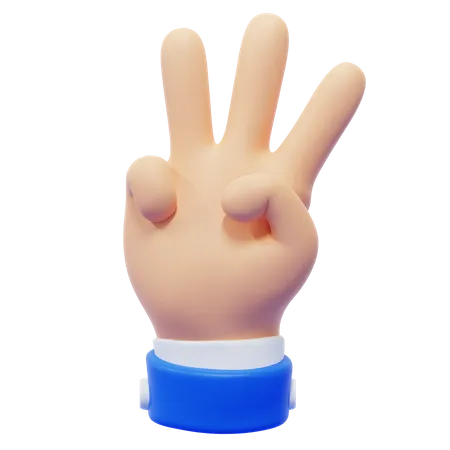 Gesto de la mano con tres dedos  3D Icon