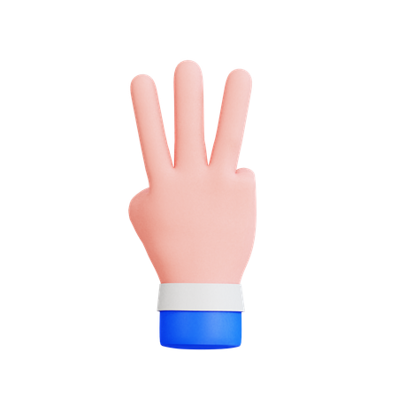 Gesto de la mano con tres dedos  3D Icon