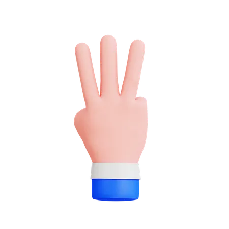 Gesto de la mano con tres dedos  3D Icon