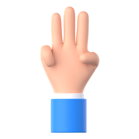 Gesto de la mano con tres dedos  3D Icon