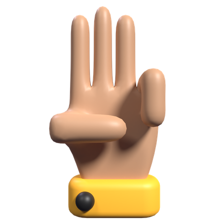 Gesto de la mano con tres dedos  3D Icon