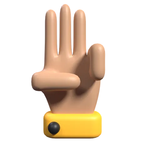 Gesto de la mano con tres dedos  3D Icon