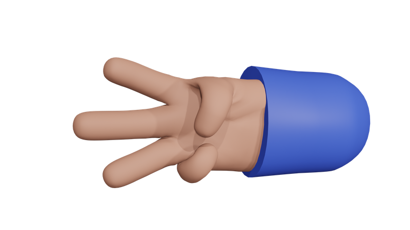 Gesto de la mano con tres dedos  3D Icon