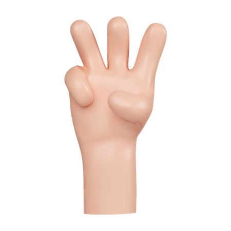 Gesto de la mano con tres dedos  3D Icon