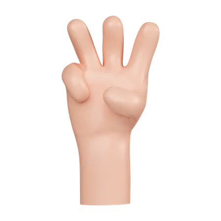 Gesto de la mano con tres dedos  3D Icon