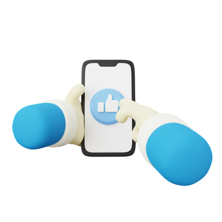 Gesto de la mano haciendo clic en el botón Me gusta  3D Icon