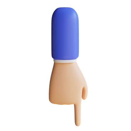 Buscador de abajo apuntando con el gesto de la mano.  3D Illustration