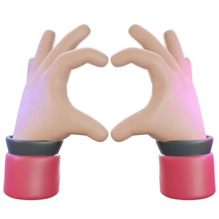 Gesto de la mano del corazón  3D Illustration