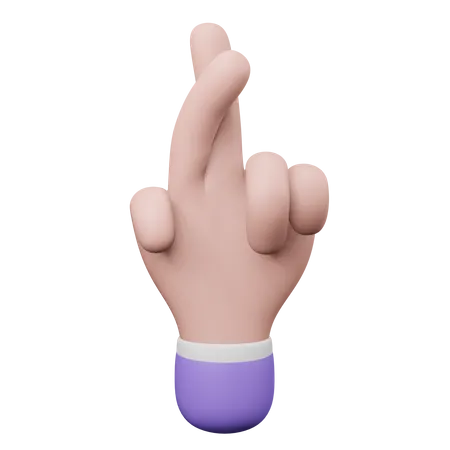 Gesto de la mano con el dedo cruzado  3D Illustration