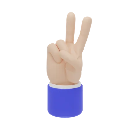 Gesto de la mano con dos dedos  3D Icon