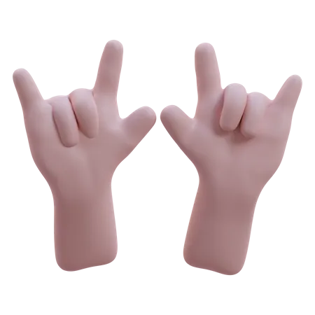 Gesto de la mano de roca  3D Icon