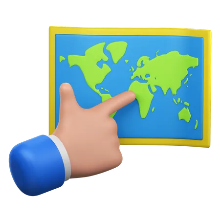 Gesto de mano apuntando al mapa mundial  3D Icon