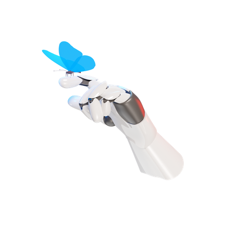 Mariposa sosteniendo gesto de la mano  3D Illustration