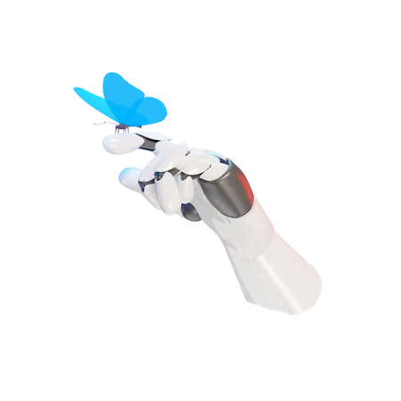 Mariposa sosteniendo gesto de la mano  3D Illustration