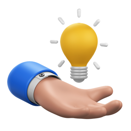 Gesto de mão com lâmpada flutuante  3D Icon