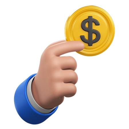 Gesto de mão com moeda de dólar  3D Icon