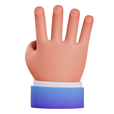 Gesto de mão com quatro dedos  3D Icon