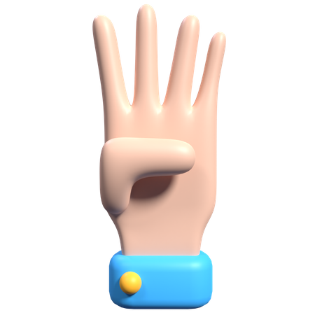 Gesto de mão com quatro dedos  3D Icon
