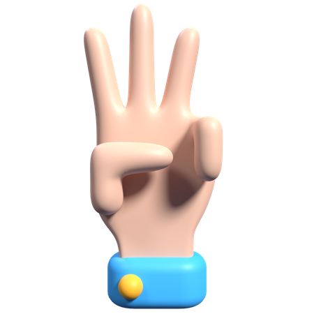 Gesto de mão com três dedos  3D Icon
