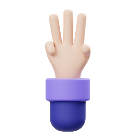 Gesto de mão de três dedos  3D Icon