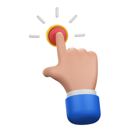 Gesto de mão pressionando o botão vermelho  3D Icon