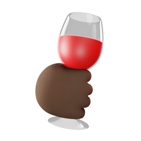 Copo de vinho segurando o gesto com a mão  3D Illustration