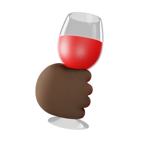 Copo de vinho segurando o gesto com a mão  3D Illustration