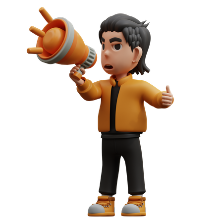 Gesto de pose de niño con promoción de megáfono  3D Icon