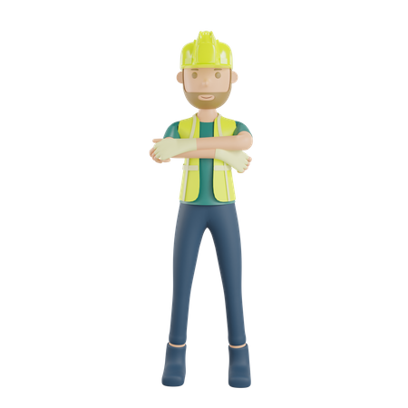 Gesto de pose de trabalhador da construção civil  3D Icon