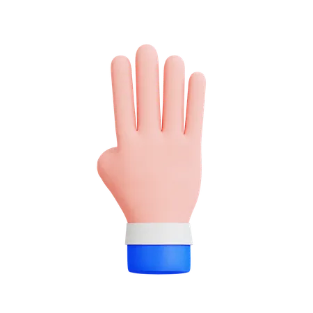 Gesto de mão com quatro dedos  3D Icon