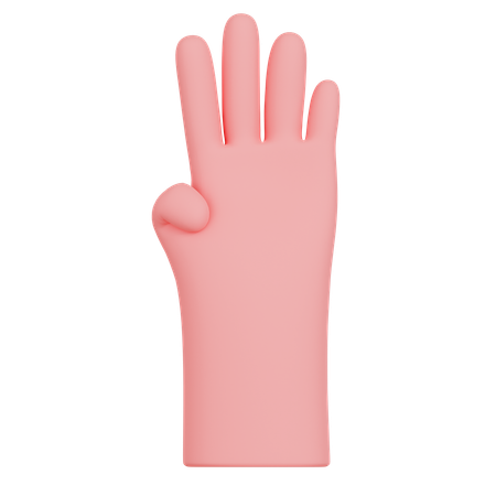 Gesto de mão com quatro dedos  3D Icon