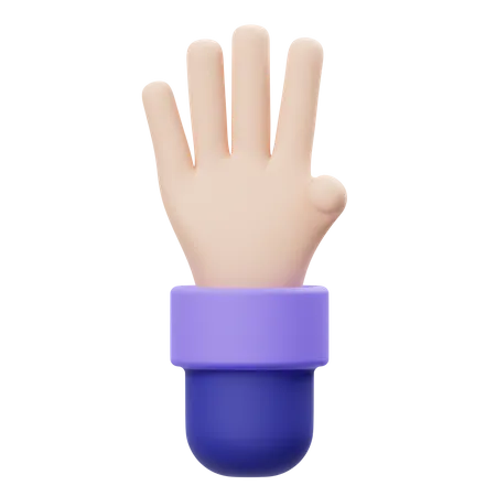 Gesto de mão com quatro dedos  3D Illustration