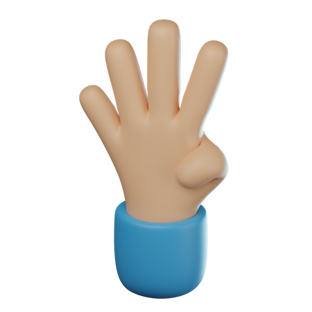 Gesto de mão com quatro dedos  3D Icon