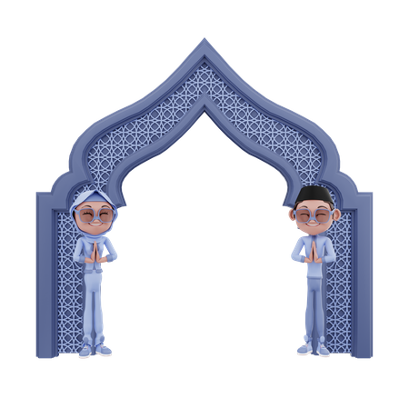 Gesto de saludo de pareja musulmana  3D Illustration