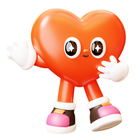 Gesto de saudação de personagem de coração  3D Icon