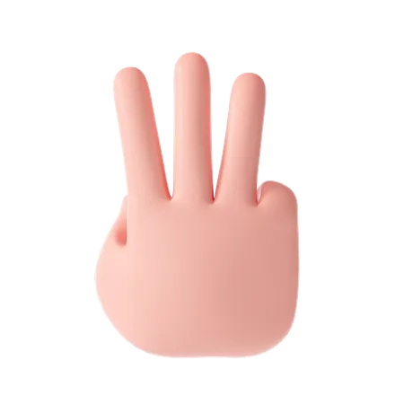 Gesto de tres dedos  3D Illustration