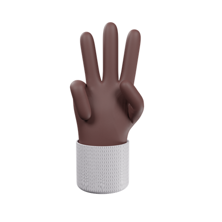 Gesto de três dedos  3D Illustration