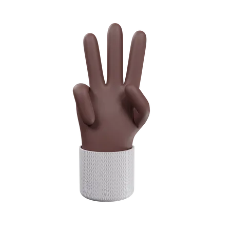 Gesto de três dedos  3D Illustration
