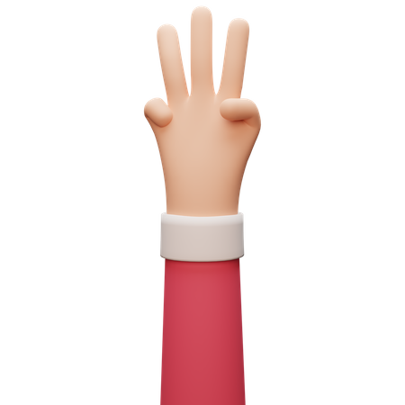 Gesto de mão com três dedos  3D Illustration